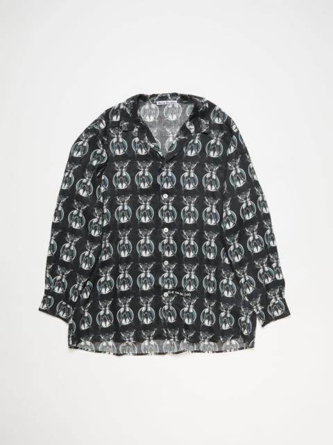 Acne Studios Printed linen button-up - Black