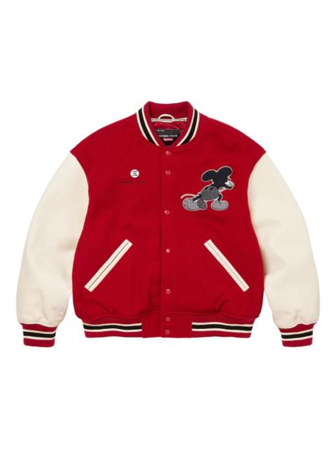 Supreme mickey appliqued varsity jacket