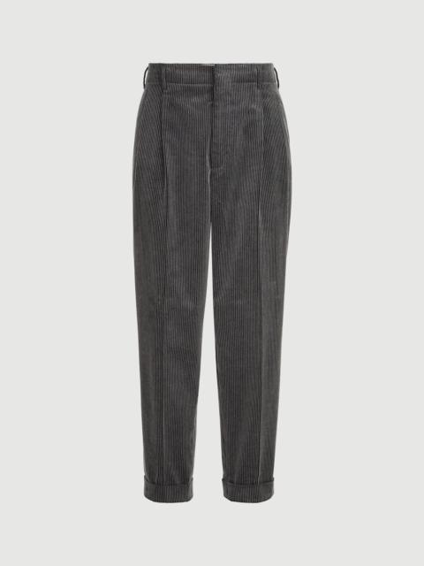 Brunello Cucinelli Frosted cotton corduroy trousers with double pleats