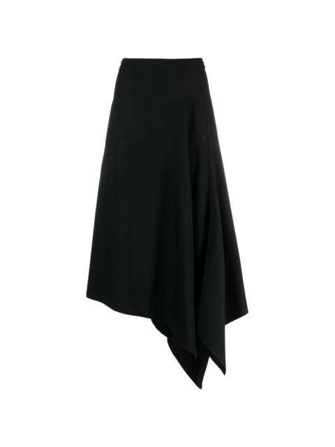 Yohji Yamamoto asymmetric draped midi skirt