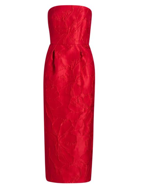 Monique Lhuillier Women's Floral Jacquard Strapless Cocktail Dress - Poppy