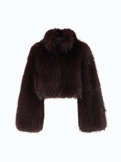 PINKO FAUX FUR CROPPED JACKET WITH HIGH NECK