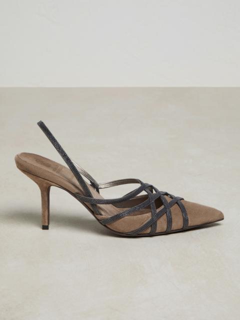 Brunello Cucinelli Precious Net heels in suede