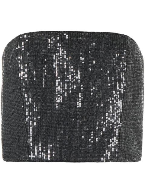 ROTATE sequin-embellished strapless crop top