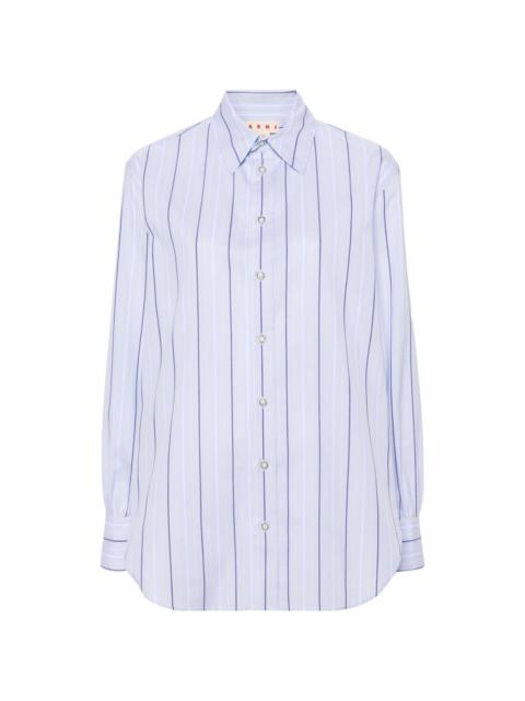 striped straight-collar cotton shirt