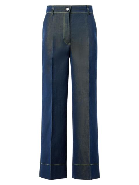 AKRIS Women's Chiara Changeant Denim Wide-Leg Pants - Medium Blue Denim Lemon