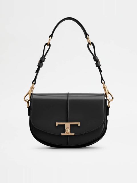 Tod's T TIMELESS SHOULDER BAG IN LEATHER MINI - BLACK