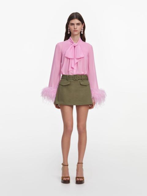 self-portrait Khaki Denim Utility Skort