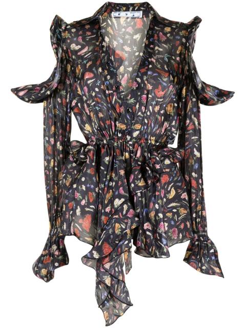 Off-White floral print ruffle blouse