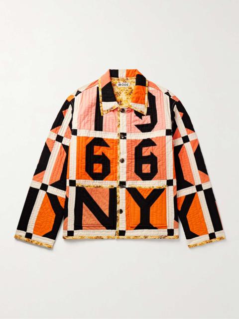 Letter Block Quilted Padded Printed Cotton Jacket