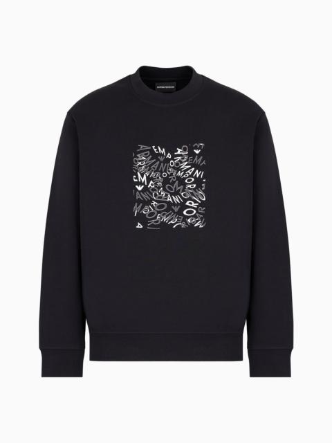 Double-jersey sweatshirt with Emporio Armani logo embroidery