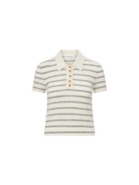 VERONICA BEARD BRANDT STRIPED CASHMERE POLO