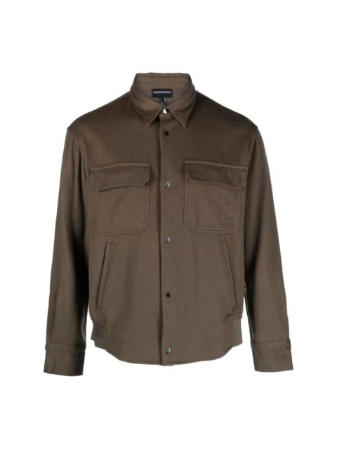 brushed cargo-pocket shirt jacket