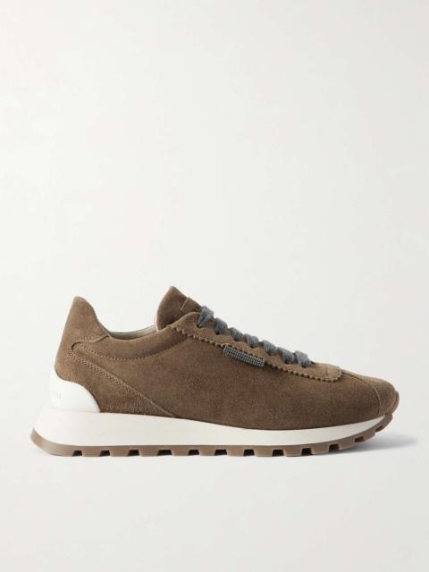 Brunello Cucinelli Bead-embellished suede sneakers