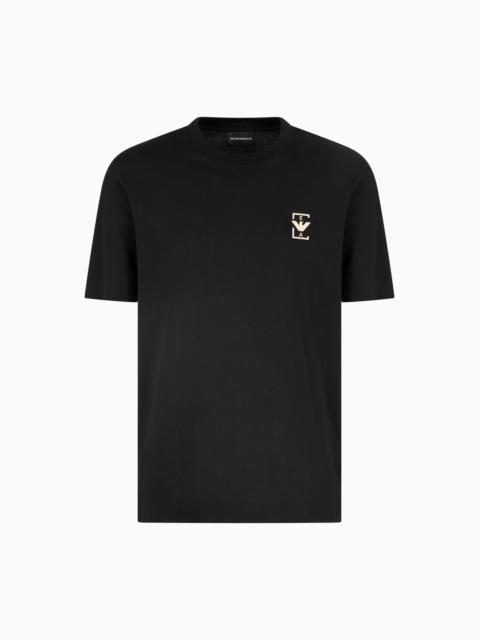 EMPORIO ARMANI ASV JERSEY T-SHIRT WITH RUBBERISED LOGO PRINT
