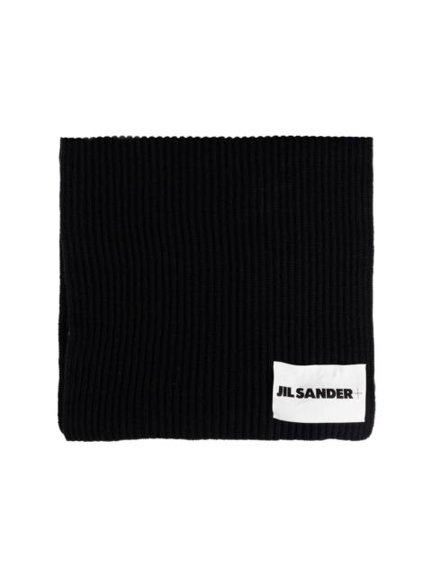 Jil Sander logo-patch wool scarf