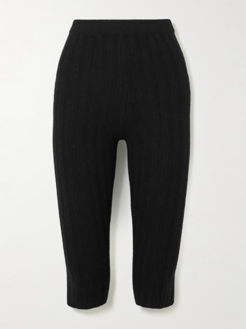 The Elder Statesman Diana Cropped Ribbed Cashmere Leggings