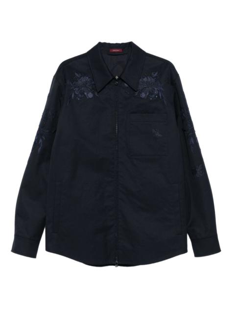 GUCCI floral-embroidered zip-up jacket