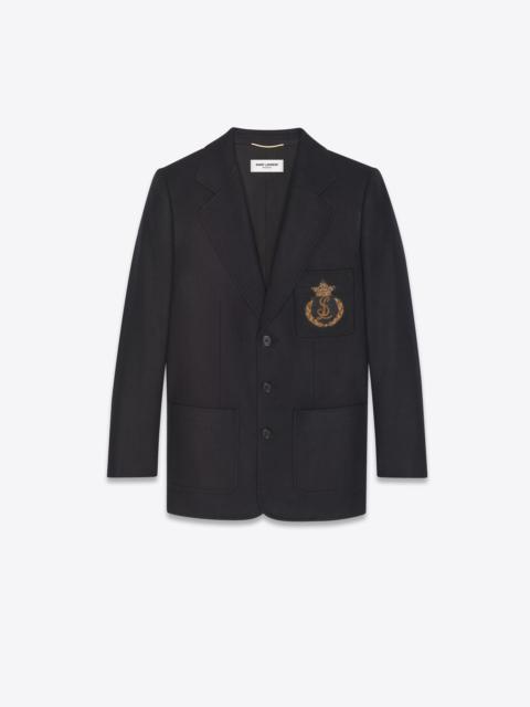 SAINT LAURENT single-breasted logo jacket in felt