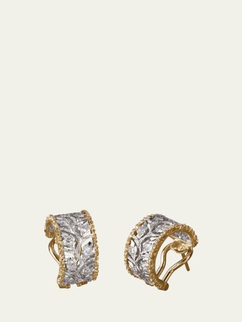 Buccellati Ramage 18K Yellow and White Gold Diamond Huggie Earrings