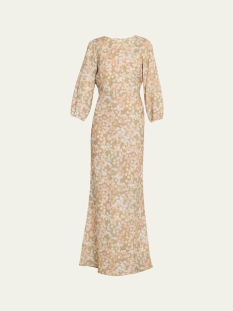 BERNADETTE Berna Floral Linen Maxi Dress