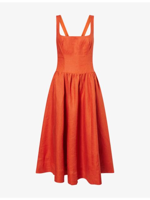 Reformation Janu Scoop-Neck Linen Midi Dress