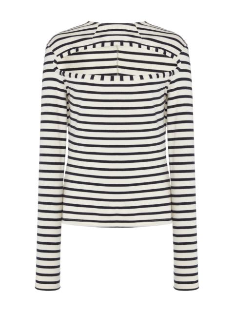 A.W.A.K.E. MODE Striped Cutout Organic Cotton Top stripe