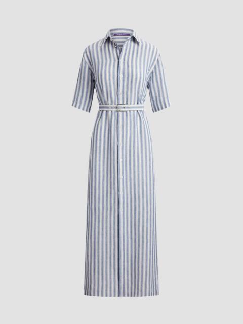 Ralph Lauren Women's Carol Umbrella Stripe Linen Shirtdress - Chambray Blue Cream