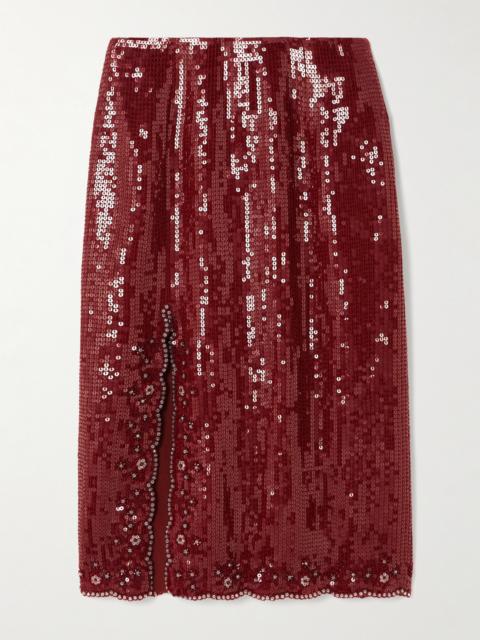 CLIO PEPPIATT Syrah Scalloped Sequined Tulle Skirt