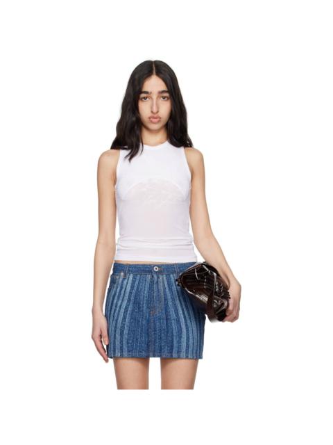 Jean Paul Gaultier White Light Viscose Jersey Tank Top