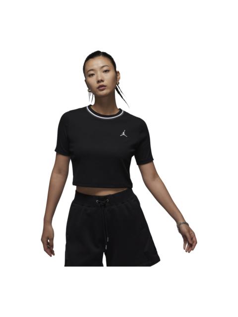 Jordan (WMNS) Air Jordan Knit Crop T-shirt Asia Sizing 'Black White' FV7090-010