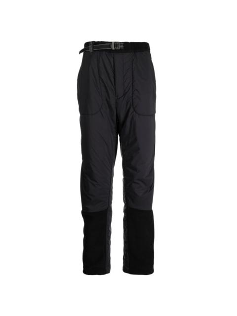 panelled buckled straight-leg trousers