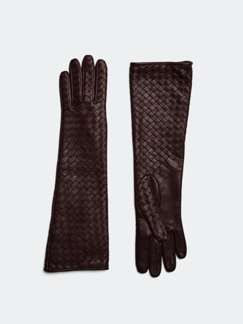 intrecciato midi leather gloves