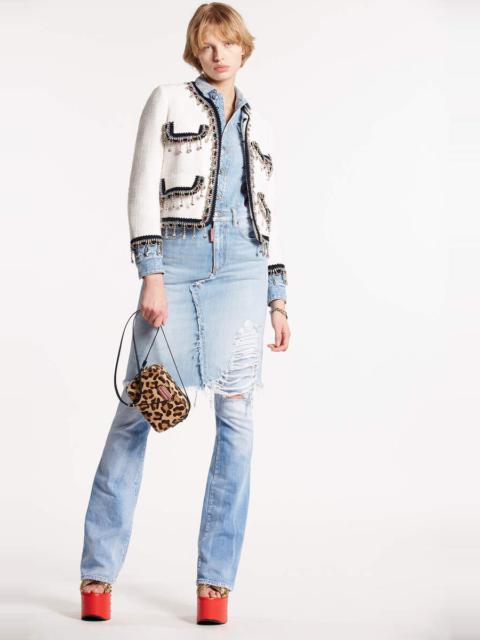 DSQUARED2 LIGHT RAW CUT WASH DENIM DRESS