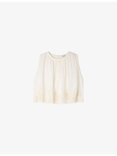 Sandro Sleeveless Cropped Woven Top