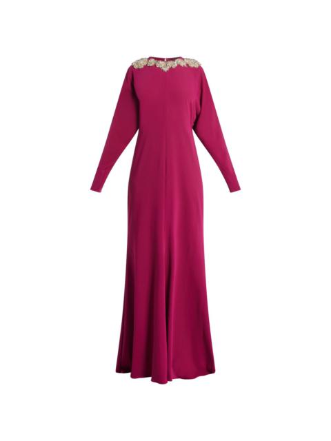 crystal-embellished long-sleeves dress