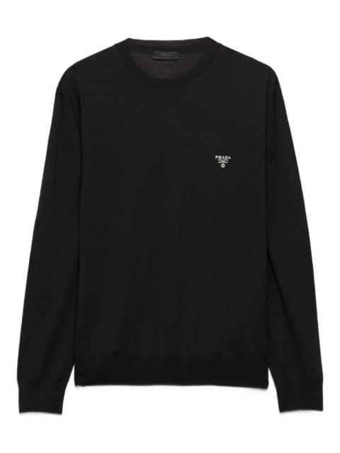 Prada embroidered-logo crew-neck sweater