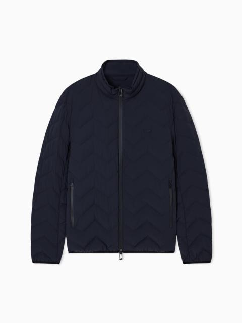 EMPORIO ARMANI WATER-REPELLENT CHEVRON QUILTED NYLON SPANDEX DOWN JACKET