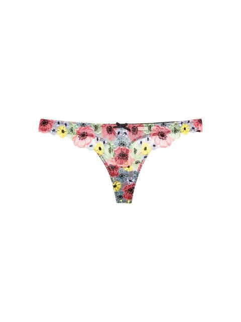 Fleur du Mal Azalea Embroidery Thong