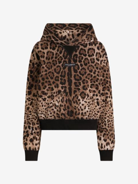 Dolce & Gabbana leo-print cotton hooded sweatshirt