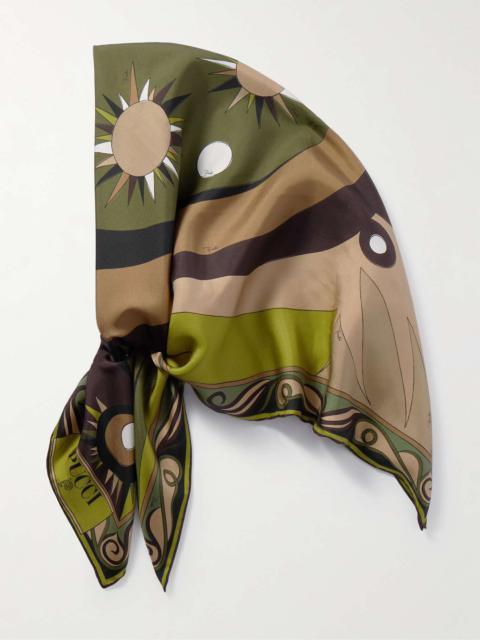 PUCCI Printed silk-twill scarf Green