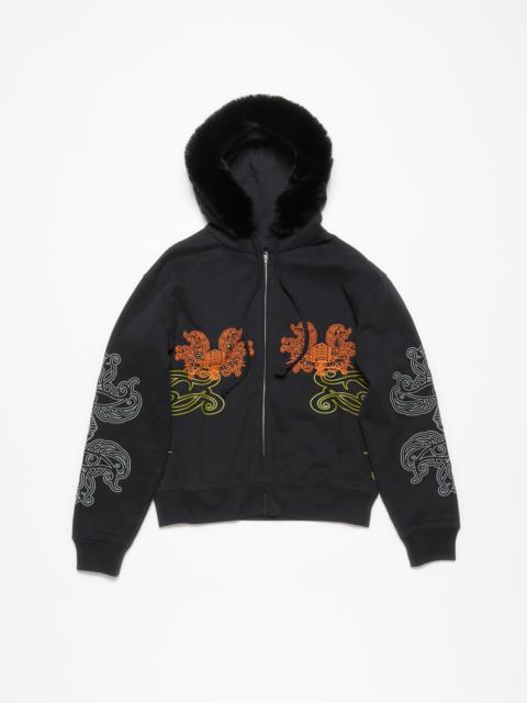 Acne Studios Printed hooded zip sweater - Black