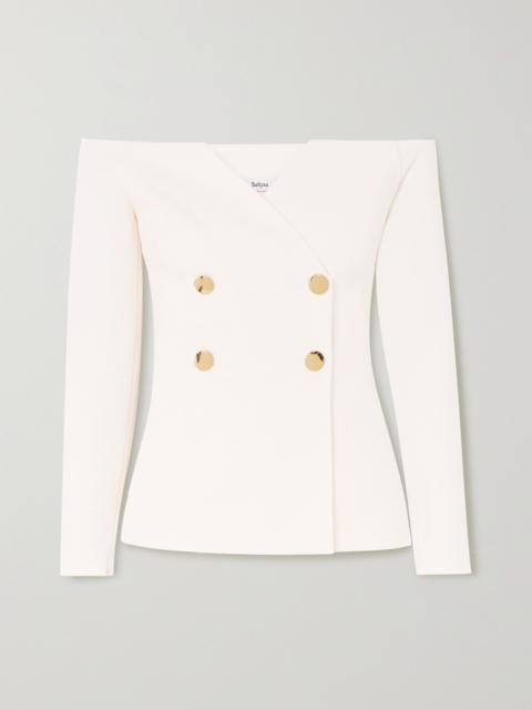 Safiyaa Off-the-shoulder Double-breasted Crepe Top