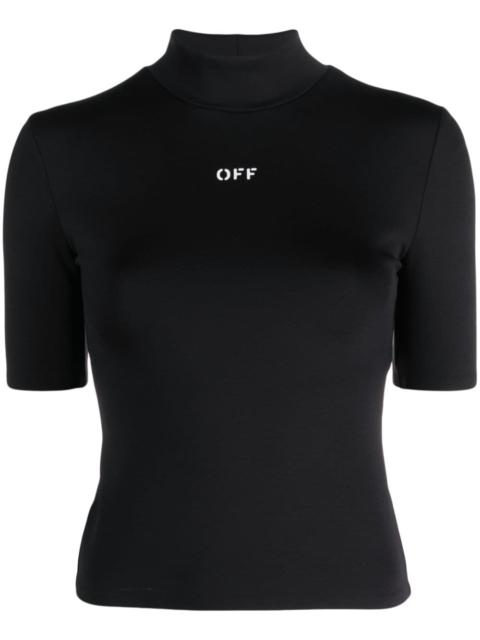 Off-White logo-print mock-neck top