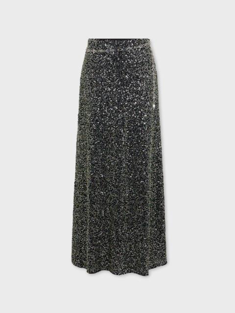 MIDI SKIRT IN CREPE WITH SEQUIN EMBROIDERY DETAILS