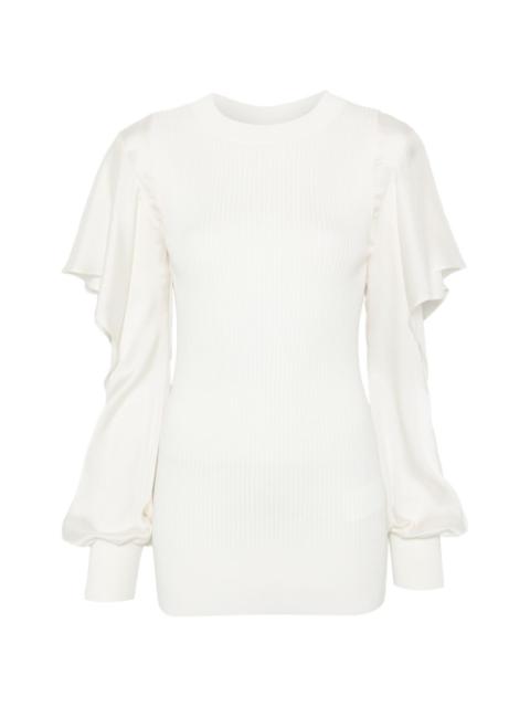 sacai ruffled satin-sleeve top