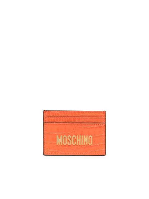 leather logo-lettering cardholder