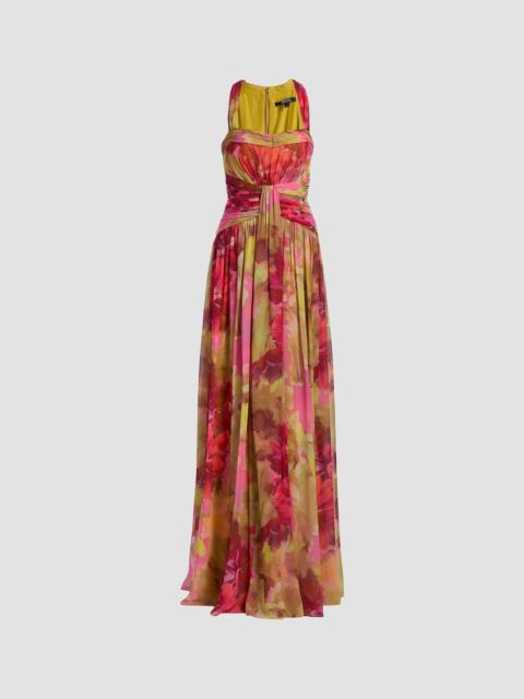 BADGLEY MISCHKA Women's Pleated Floral Chiffon Gown - Pink Multi