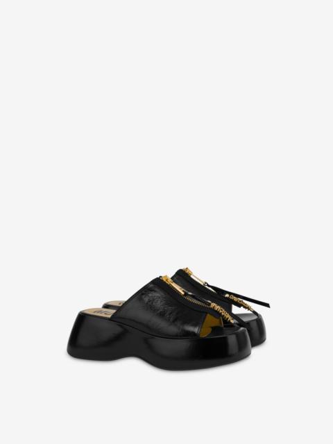 Moschino SHINY CALFSKIN PLATFORM SANDALS