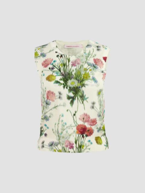CAROLINA HERRERA Women's Floral Silk Sweater Tank - Ivory Multi